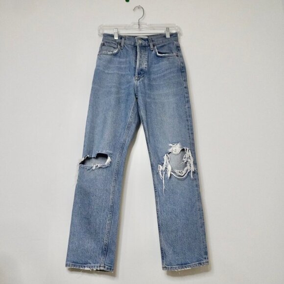 AGOLDE Riley High Rise Slim Straight Jeans Size 24 - Picture 4 of 7